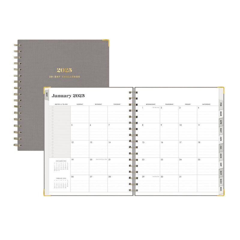 slide 9 of 13, The Everygirl Planner 2025 Weekly/Monthly Planner 9.25"x8.07" 30 Day Challenge Solid Charcoal: Adult Wire-Bound Stationery, 1 ct