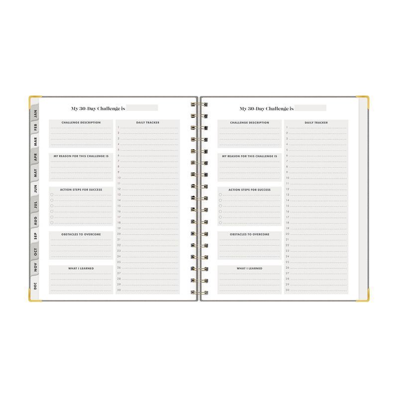 slide 4 of 13, The Everygirl Planner 2025 Weekly/Monthly Planner 9.25"x8.07" 30 Day Challenge Solid Charcoal: Adult Wire-Bound Stationery, 1 ct