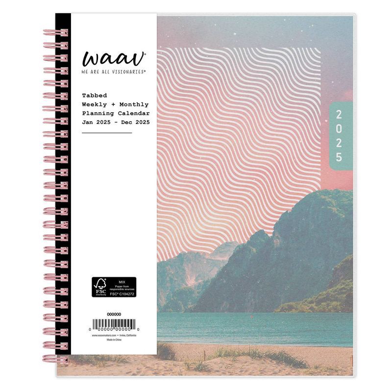 slide 3 of 14, WAAV Planner 2025 Weekly/Monthly Planner 9.25"x7.87" Wirebound Frosted Transition: Adult Calendar, Tabs, Multicolored, 1 ct