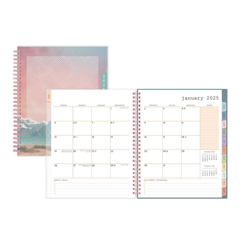 slide 4 of 14, WAAV Planner 2025 Weekly/Monthly Planner 9.25"x7.87" Wirebound Frosted Transition: Adult Calendar, Tabs, Multicolored, 1 ct