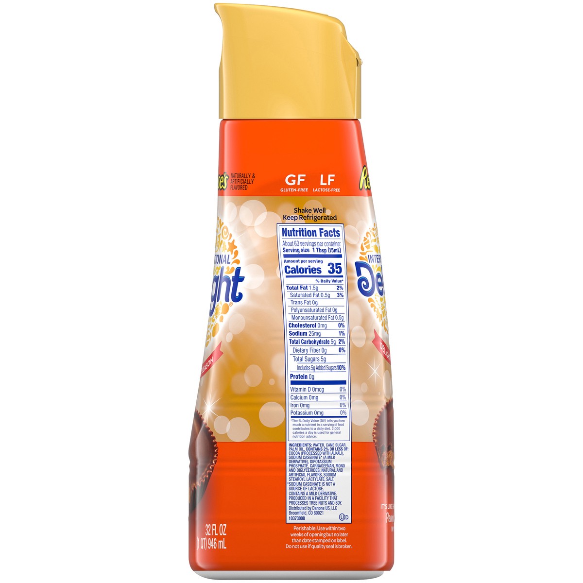 slide 2 of 9, International Delight Coffee Creamer, REESE''S Peanut Butter Cup, Refrigerated Flavored Creamer, 32 FL OZ Bottle, 32 fl oz