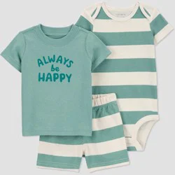 Carter's Just One You® Baby Boys' Striped Top & Bottom Set - Cream/Blue 18M