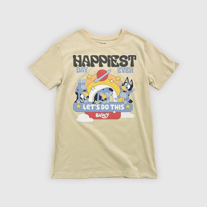 Boys' Bluey Happiest Short Sleeve Graphic T-Shirt - Tan L 1 ct