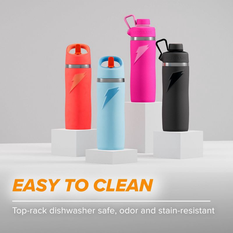 slide 6 of 8, Gatorade 22oz Stainless Steel Water Bottle with Straw - Blue: Portable Drinkware, Light Blue, 22 oz