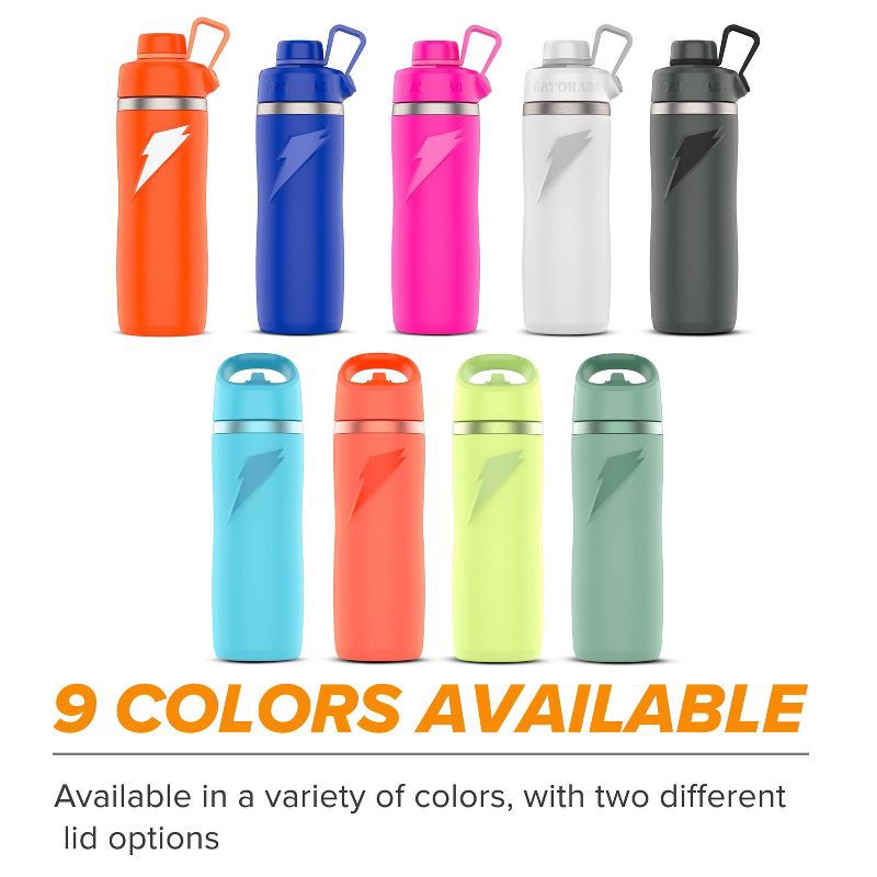 slide 8 of 8, Gatorade 22oz Stainless Steel Water Bottle with Straw - Blue: Portable Drinkware, Light Blue, 22 oz