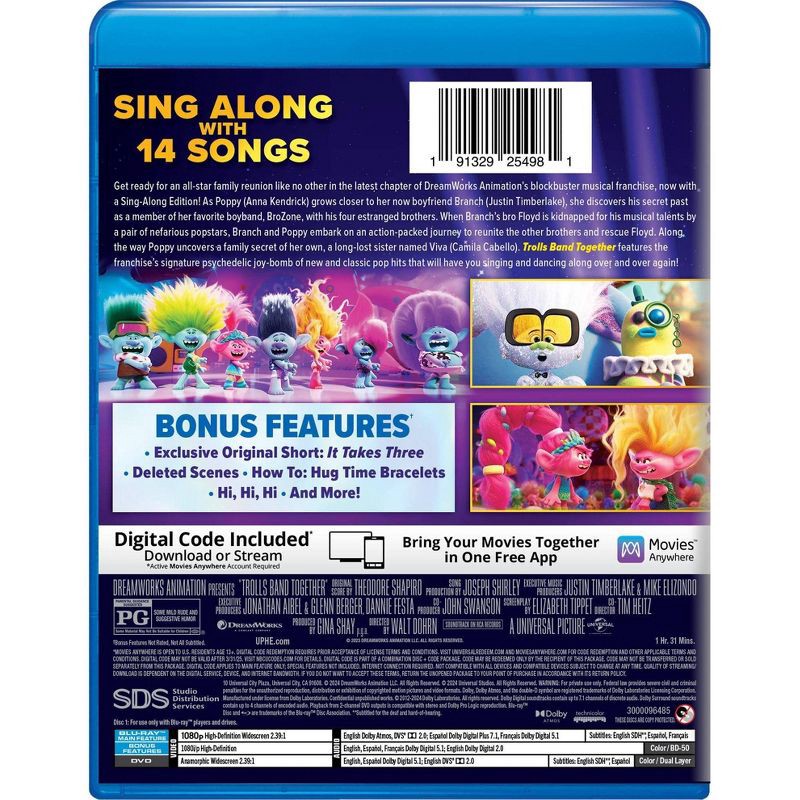 slide 3 of 3, Universal Home Video Trolls Band Together (Blu-ray + DVD + Digital), 1 ct