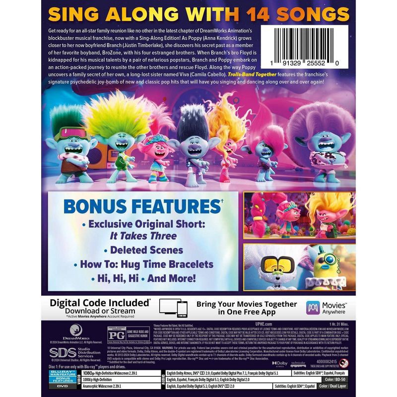 slide 6 of 7, Universal Home Video Trolls Band Together (Target Exclusive) (Blu-ray + DVD + Digital), 1 ct