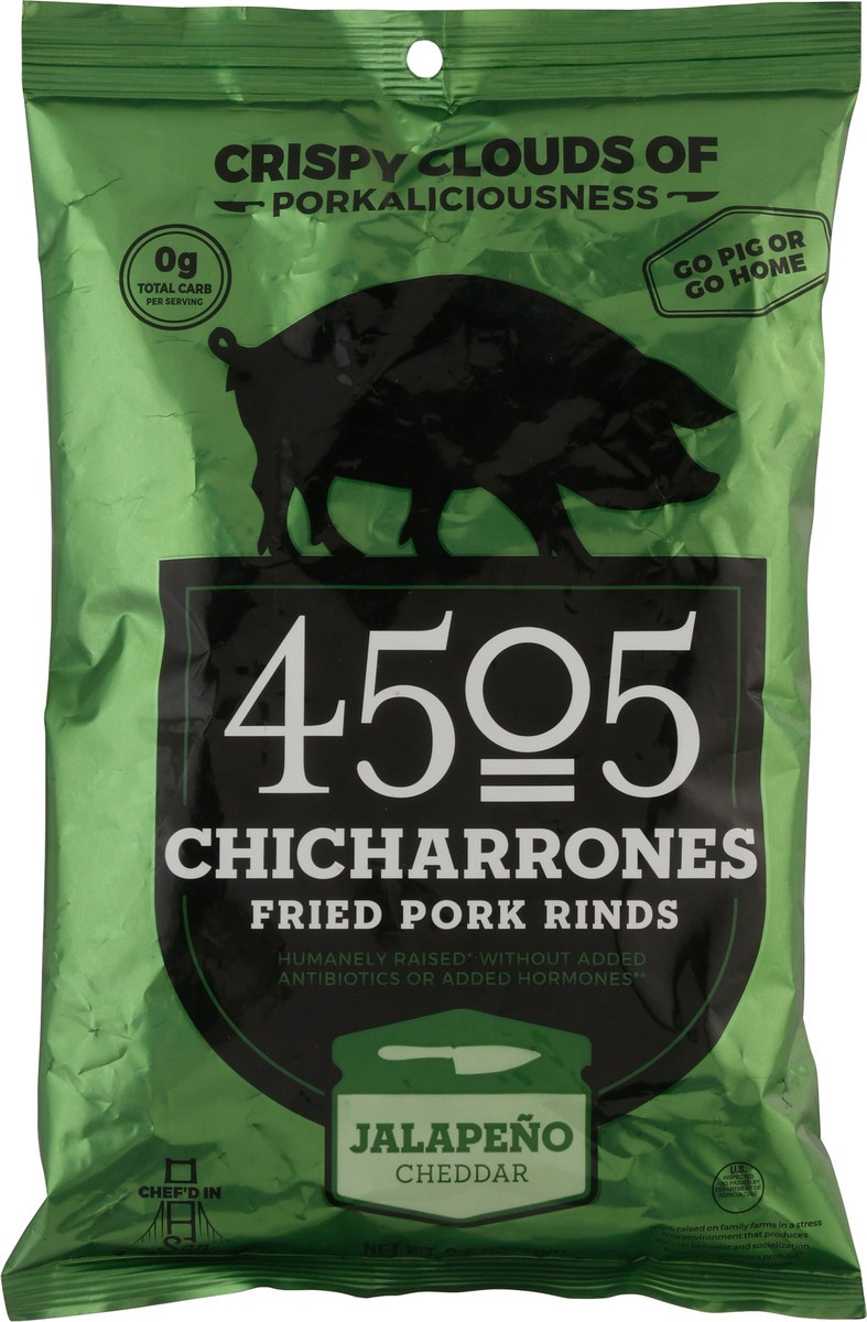 slide 8 of 9, 4505 Meats Chicharrones Jalapeno Cheddar Fried Pork Rinds, 2.5 oz