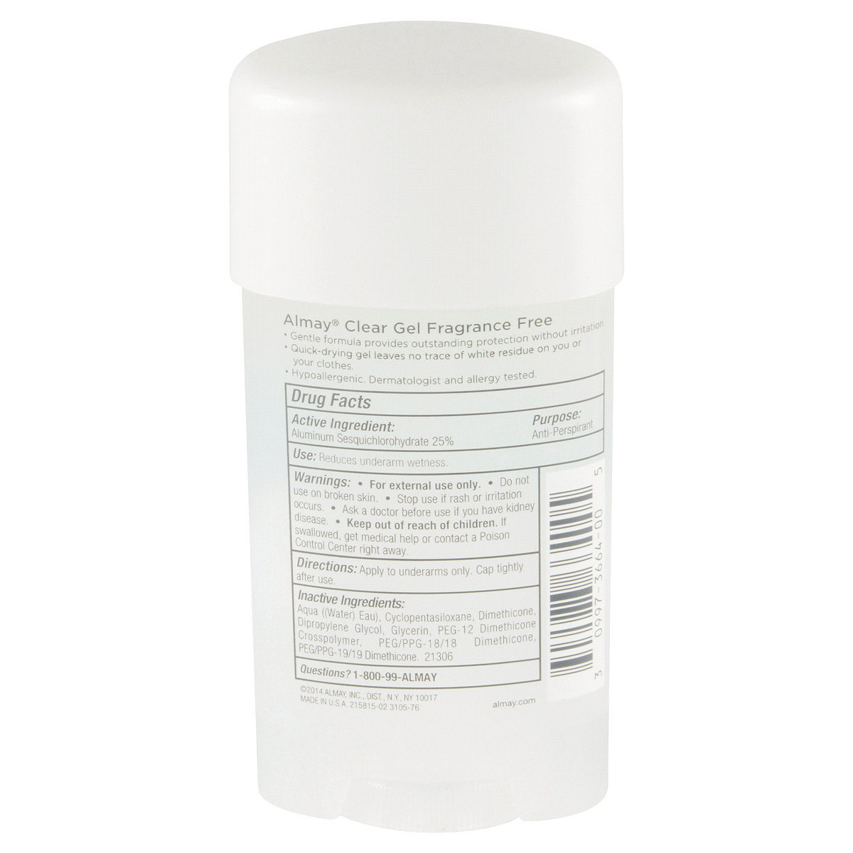 slide 2 of 2, Almay Sensitive Skin Fragrance Free Clear Gel Deodorant, 2.25 oz