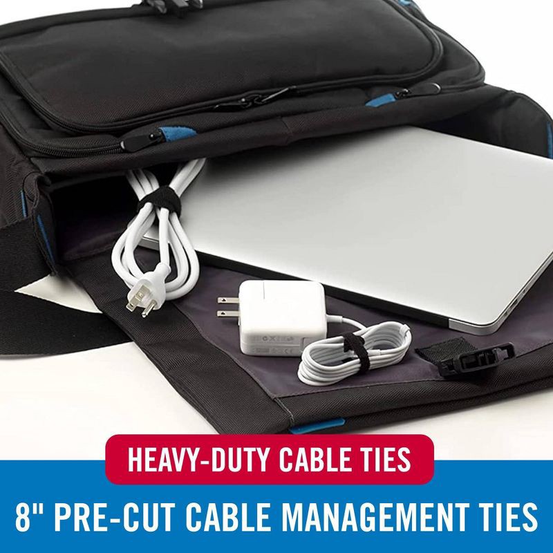 slide 6 of 7, VELCRO 8''x1/2" 50ct One-Wrap Ties Reusable Cable Organization Gray and Black, 50 ct