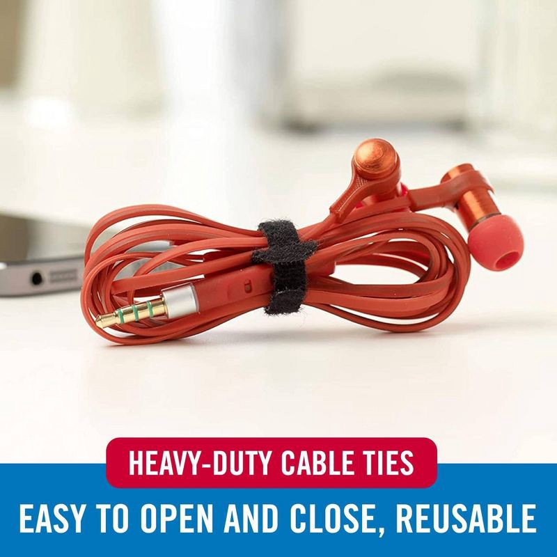 slide 7 of 7, VELCRO 8''x1/2" 50ct One-Wrap Ties Reusable Cable Organization Gray and Black, 50 ct