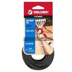 VELCRO 8''x1/2" 50ct One-Wrap Ties Reusable Cable Organization Gray and Black