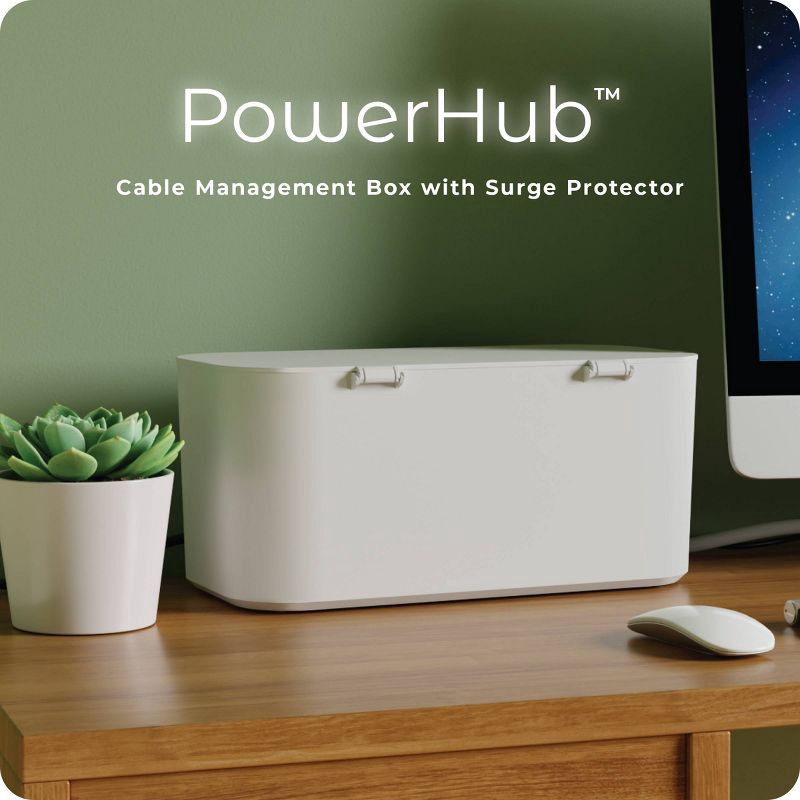 slide 3 of 11, Globe Electric Cord Management Box White: Cable Organizer & Cord Hider, 5" H x 10.94" D x 5.77" W, 1 ct