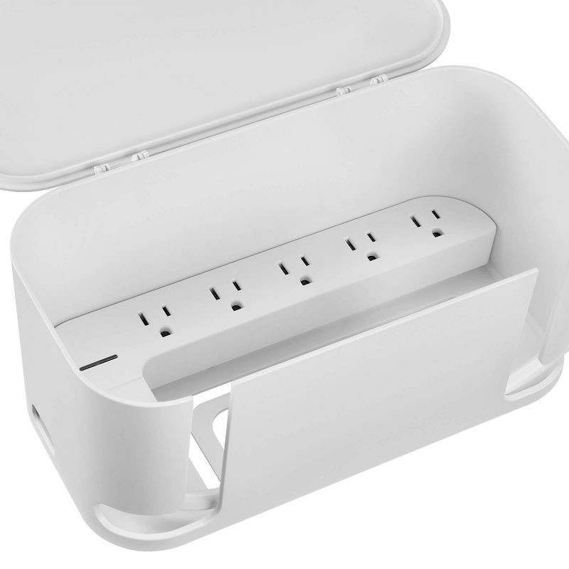 slide 8 of 11, Globe Electric Cord Management Box White: Cable Organizer & Cord Hider, 5" H x 10.94" D x 5.77" W, 1 ct
