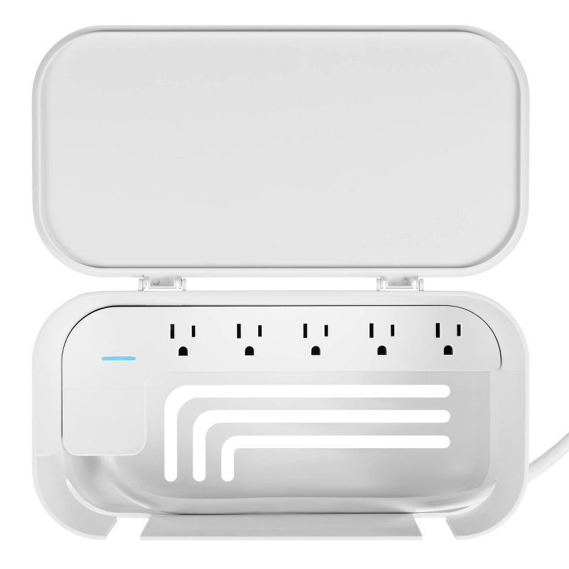 slide 10 of 11, Globe Electric Cord Management Box White: Cable Organizer & Cord Hider, 5" H x 10.94" D x 5.77" W, 1 ct