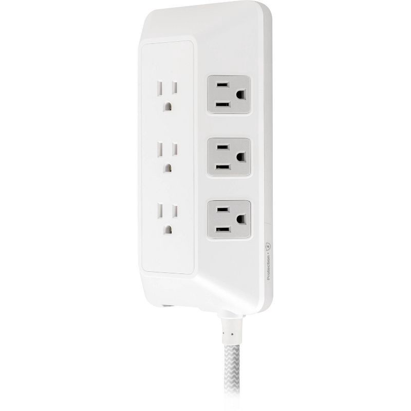 slide 2 of 12, General Electric GE 9-Outlet Surge Protector 2480J 6' Braided Cord White: Extension Cord, Outlet Extender, Multiple Plug-in Outlets, 1 ct