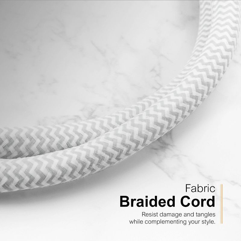 slide 6 of 12, General Electric GE 9-Outlet Surge Protector 2480J 6' Braided Cord White: Extension Cord, Outlet Extender, Multiple Plug-in Outlets, 1 ct