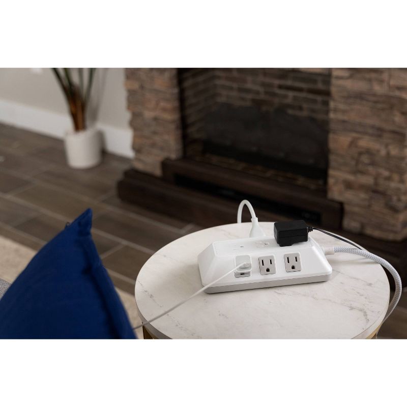 slide 7 of 12, General Electric GE 9-Outlet Surge Protector 2480J 6' Braided Cord White: Extension Cord, Outlet Extender, Multiple Plug-in Outlets, 1 ct