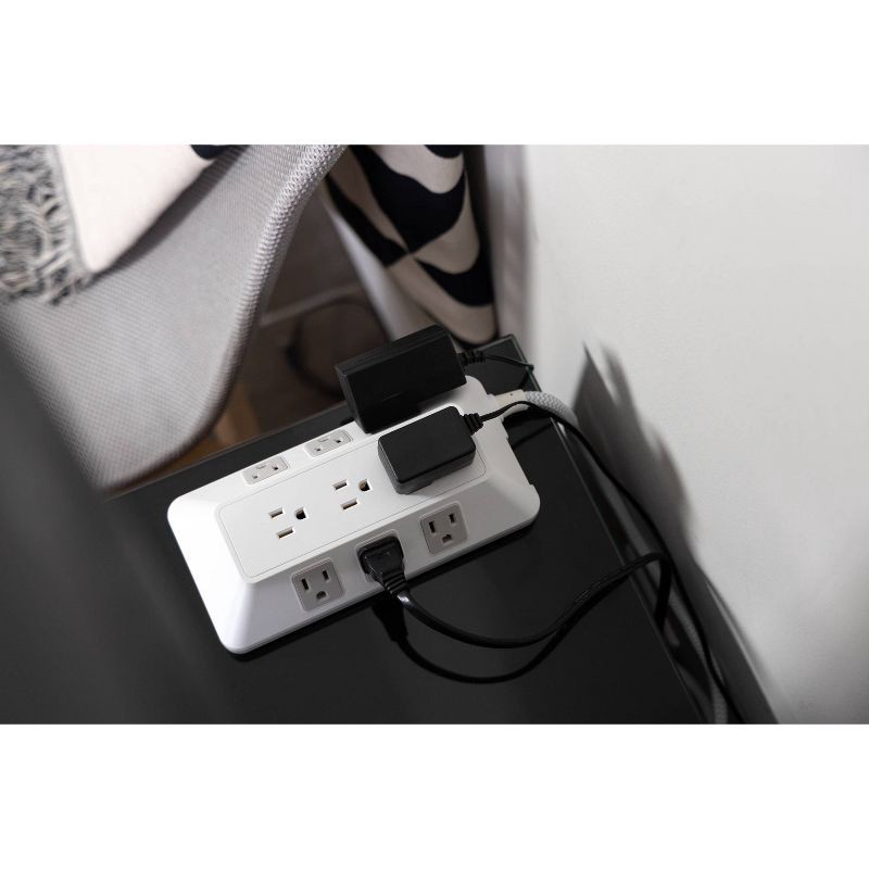 slide 8 of 12, General Electric GE 9-Outlet Surge Protector 2480J 6' Braided Cord White: Extension Cord, Outlet Extender, Multiple Plug-in Outlets, 1 ct