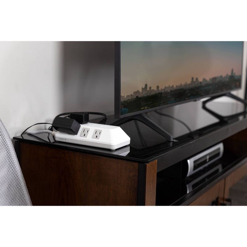 slide 9 of 12, General Electric GE 9-Outlet Surge Protector 2480J 6' Braided Cord White: Extension Cord, Outlet Extender, Multiple Plug-in Outlets, 1 ct