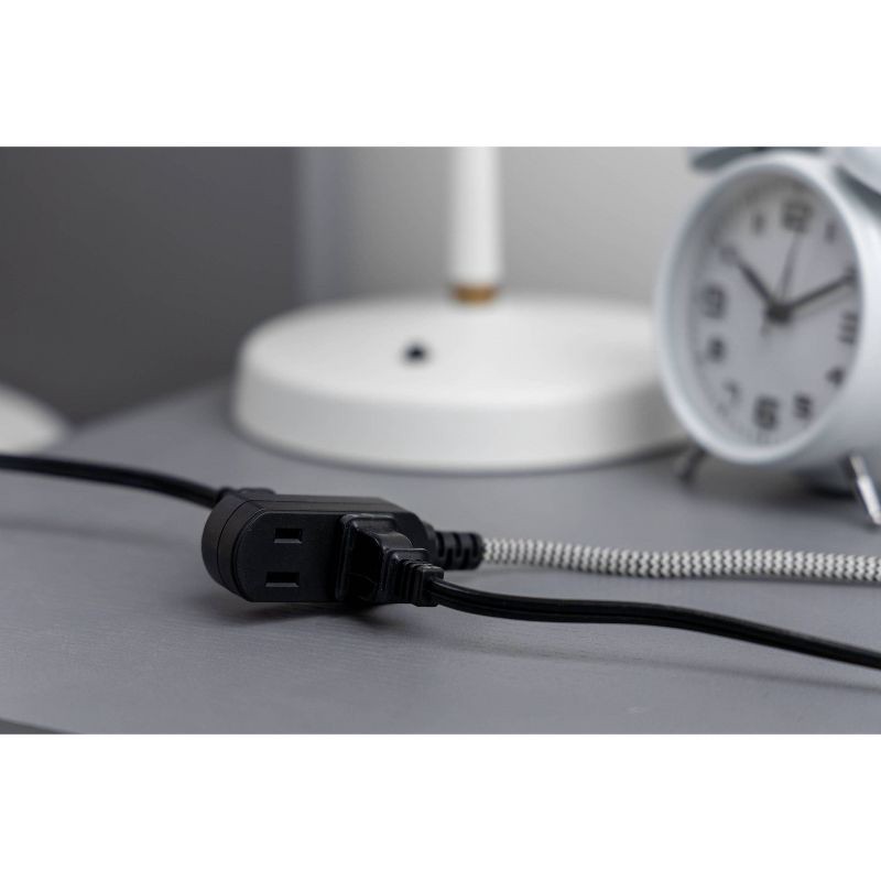 slide 7 of 8, General Electric GE 3-Outlet Polarized Extension Cord 15' Braided Black/Gray: Indoor Flat Long Extention Cord, 16 AWG, 13 Amps, 1 ct