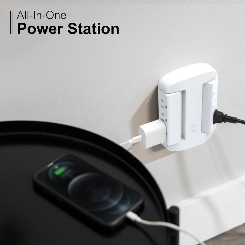 slide 6 of 10, General Electric GE 6-Outlet Swivel Surge Tap 980J White: Multi Plug Extender, Wall Plug, Lifetime Warranty, 980 Joules, 1 ct