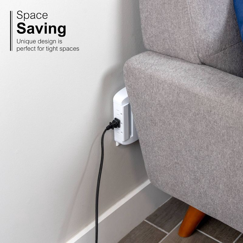 slide 7 of 10, General Electric GE 6-Outlet Swivel Surge Tap 980J White: Multi Plug Extender, Wall Plug, Lifetime Warranty, 980 Joules, 1 ct