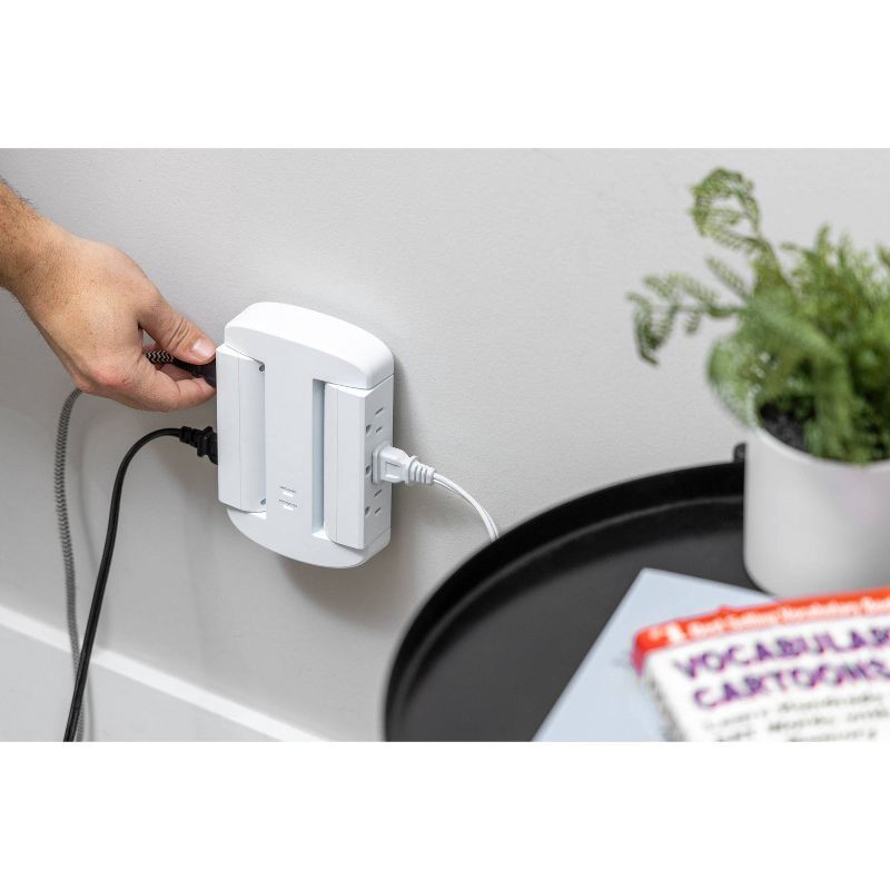 slide 8 of 10, General Electric GE 6-Outlet Swivel Surge Tap 980J White: Multi Plug Extender, Wall Plug, Lifetime Warranty, 980 Joules, 1 ct