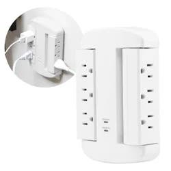 General Electric GE 6-Outlet Swivel Surge Tap 980J White: Multi Plug Extender, Wall Plug, Lifetime Warranty, 980 Joules