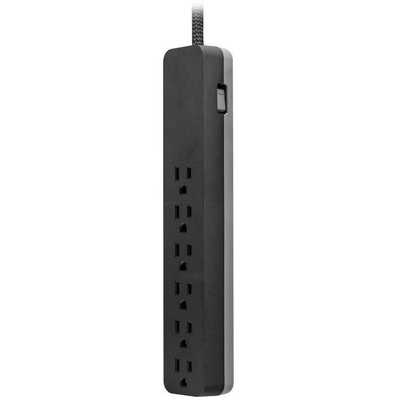 slide 3 of 13, General Electric GE 6-Outlet Surge Protector 1560J 10' Braided Cord Black: Extension Cord & Outlet Extender, 1 ct