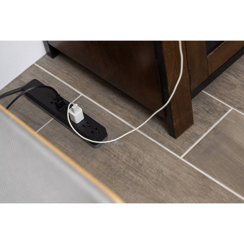 slide 5 of 13, General Electric GE 6-Outlet Surge Protector 1560J 10' Braided Cord Black: Extension Cord & Outlet Extender, 1 ct