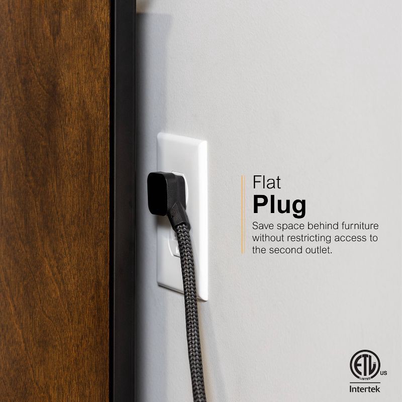 slide 10 of 13, General Electric GE 6-Outlet Surge Protector 1560J 10' Braided Cord Black: Extension Cord & Outlet Extender, 1 ct