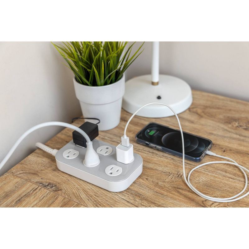 slide 9 of 9, General Electric GE 6-Outlet Surge Protector 490J 6' Braided Cord Gray/Cream, 1 ct