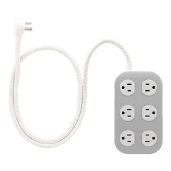 General Electric GE 6-Outlet Surge Protector 490J 6' Braided Cord Gray/Cream