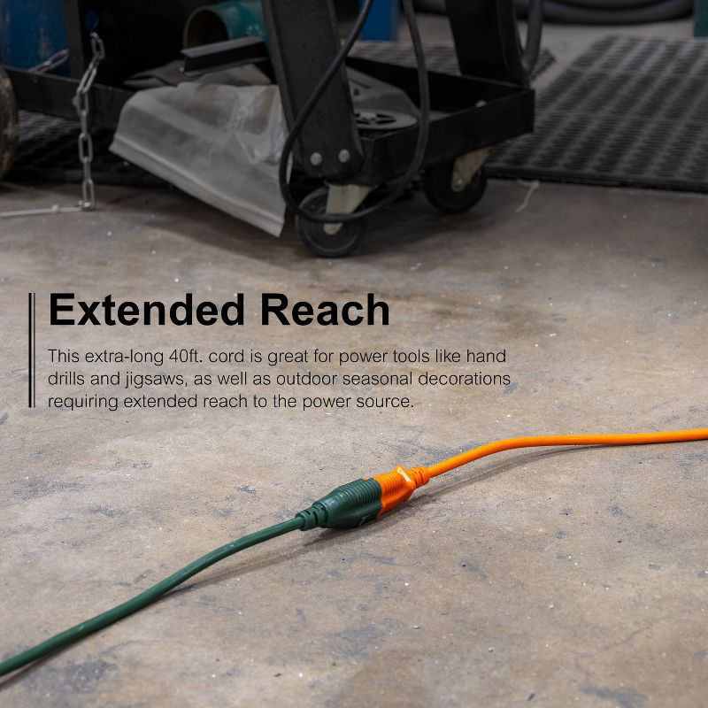 slide 4 of 5, General Electric GE 1-Outlet Grounded Extension Cord Outdoor 16AWG 40' Green: 13A, 3-Conductor, Lifetime Warranty, 40ft Length, 40 ft