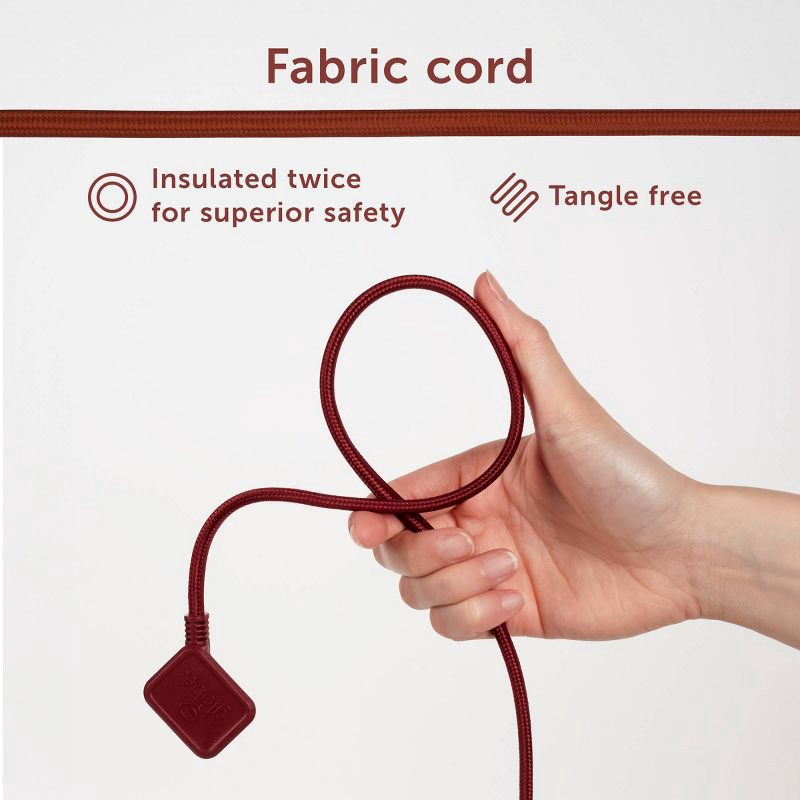 slide 5 of 10, Globe Electric 9' Fabric Extension Cord with 3 Polarized Outlets, Terracotta: Indoor, Flat, 16 AWG, 9ft, 2 Conductors, 9 ft