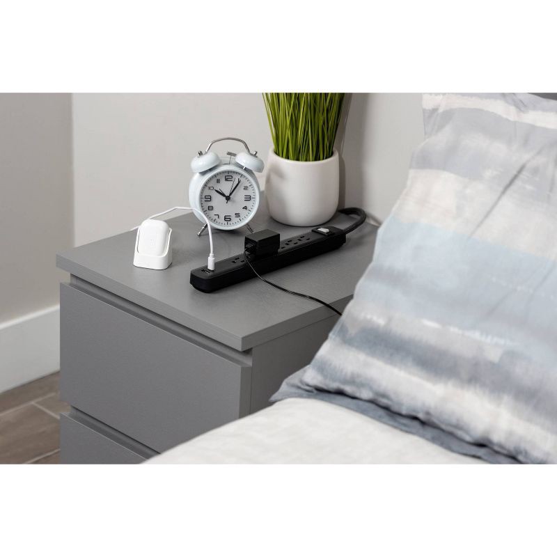 slide 9 of 11, General Electric GE 6-Outlet Power Strip 1 USB-A 1 USB-C 15W Shared 6' Braided Cord Black: Electrical Strip, 14 AWG, 3.6 Amps, 1 ct