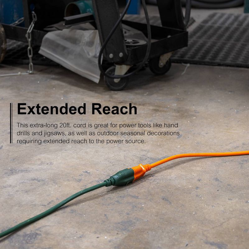 slide 4 of 8, General Electric 1-Outlet Grounded Extension Cord Outdoor 16AWG 20' Green, 1 ct