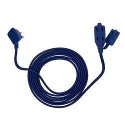 Globe Electric 9' Fabric Extension Cord with 3 Polarized Outlets, Navy: Indoor Electrical Cord, 16 AWG, 9ft Length