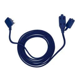 Globe Electric 9' Fabric Extension Cord with 3 Polarized Outlets, Navy: Indoor Electrical Cord, 16 AWG, 9ft Length