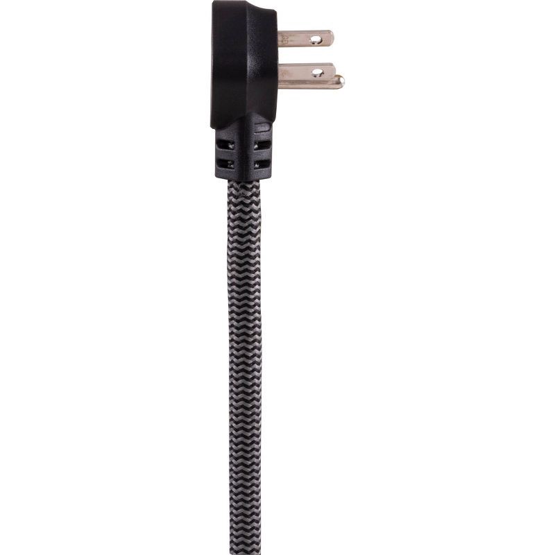 slide 4 of 14, General Electric GE 3-Outlet Extension Cord 15' Braided Cord Black/Gray: Indoor Flat Plug, 16 AWG, 13 Amps, Lifetime Warranty, 1 ct