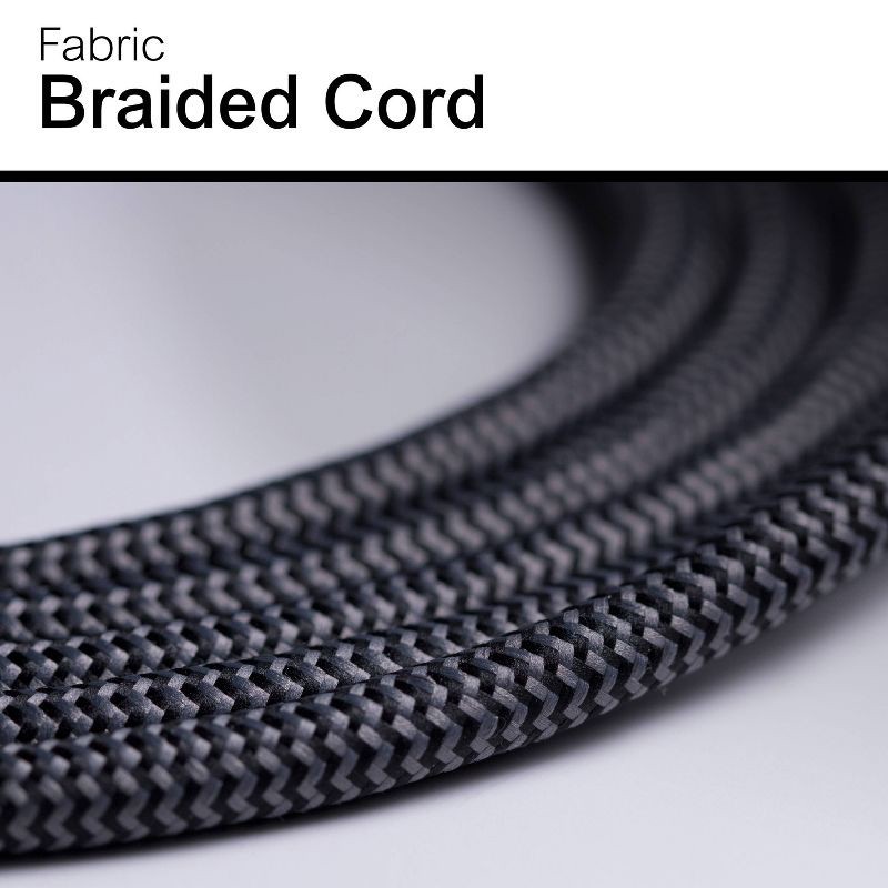 slide 10 of 14, General Electric GE 3-Outlet Extension Cord 15' Braided Cord Black/Gray: Indoor Flat Plug, 16 AWG, 13 Amps, Lifetime Warranty, 1 ct