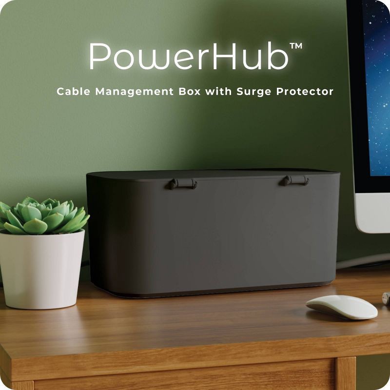 slide 3 of 11, Globe Electric Cord Management Box Black: Cable Organizer & Cord Hider, 5" H x 10.94" D x 5.77" W, 1 ct