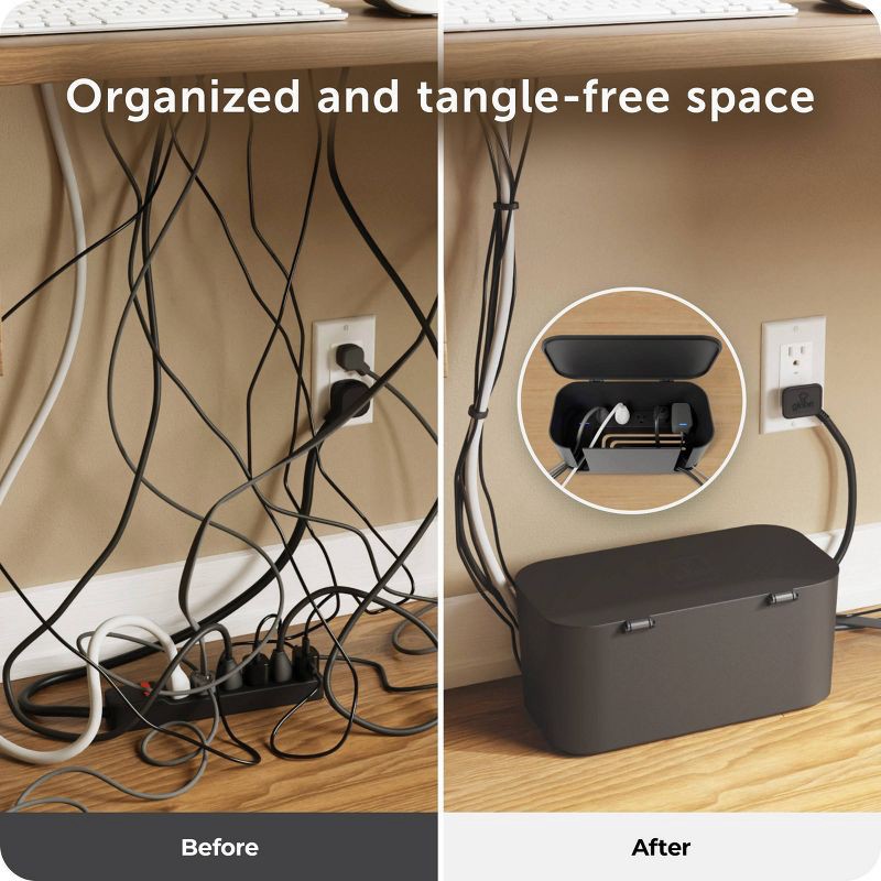 slide 6 of 11, Globe Electric Cord Management Box Black: Cable Organizer & Cord Hider, 5" H x 10.94" D x 5.77" W, 1 ct