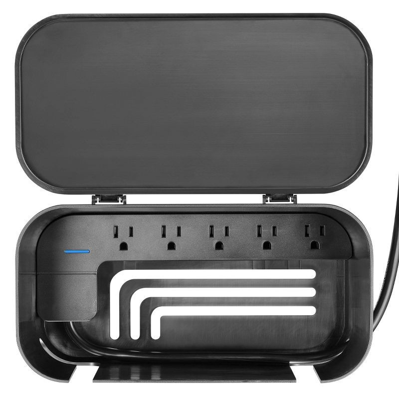slide 10 of 11, Globe Electric Cord Management Box Black: Cable Organizer & Cord Hider, 5" H x 10.94" D x 5.77" W, 1 ct