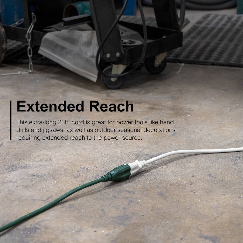 slide 4 of 8, General Electric GE 1-Outlet Grounded Extension Cord Outdoor 16AWG 20' White, 1 ct
