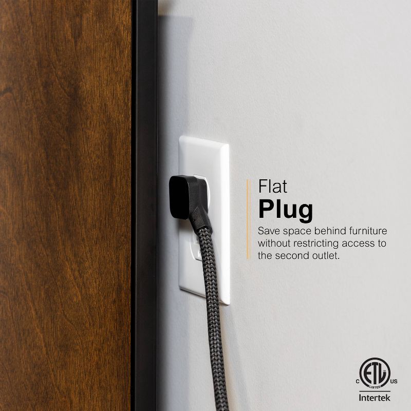 slide 4 of 11, General Electric GE 10-Outlet Surge Protector 2 USB-A and 1 USB-C 3540J 4' Braided Cord Black: Extension Cord & Outlet Extender, 1 ct