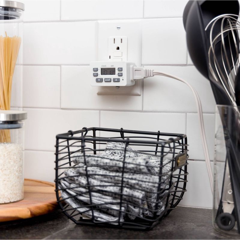 slide 6 of 7, General Electric GE myTouchSmart Simple Set Digital Bar Timer 1-Polarized Outlet 2pk: Indoor Light Timer Plug, Push Button, White, No Assembly, 2 ct