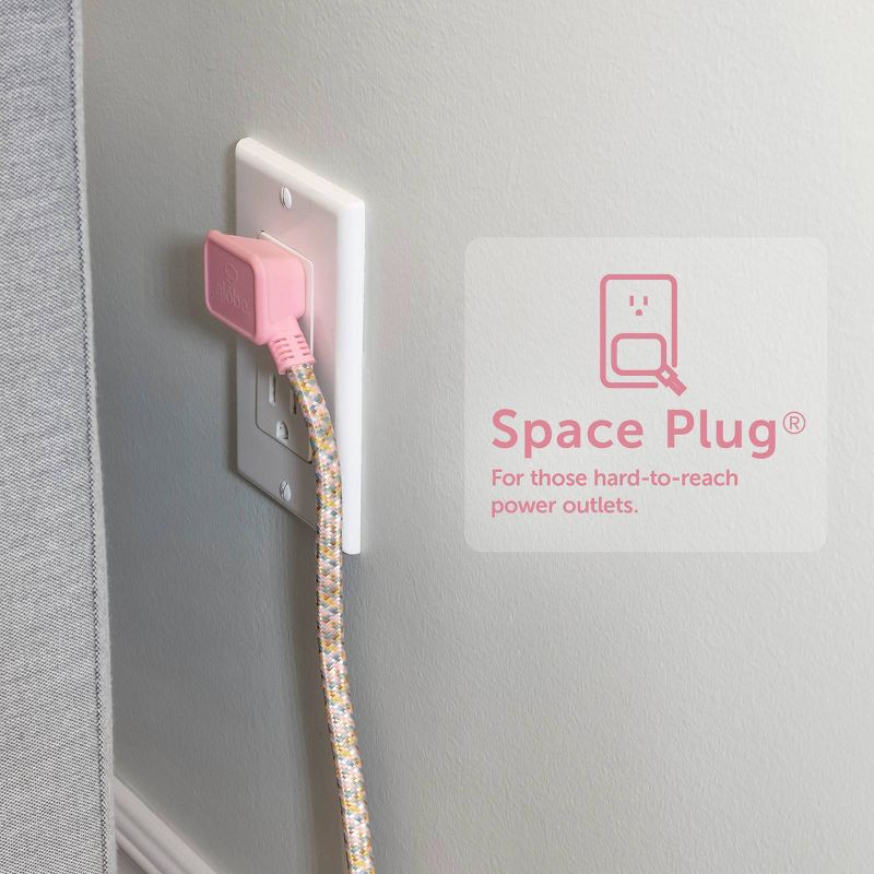 slide 4 of 10, Globe Electric 9' Fabric Extension Cord with 3 Polarized Outlets, Metallic: Indoor Flat Electrical Cord, 9ft, 16 AWG, 9 ft