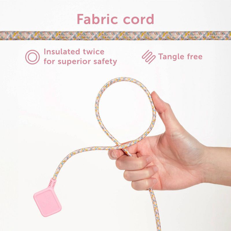 slide 3 of 10, Globe Electric 9' Fabric Extension Cord with 3 Polarized Outlets, Metallic: Indoor Flat Electrical Cord, 9ft, 16 AWG, 9 ft